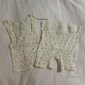 Skims Cotton Rib Set in color Blue Rosebud Print